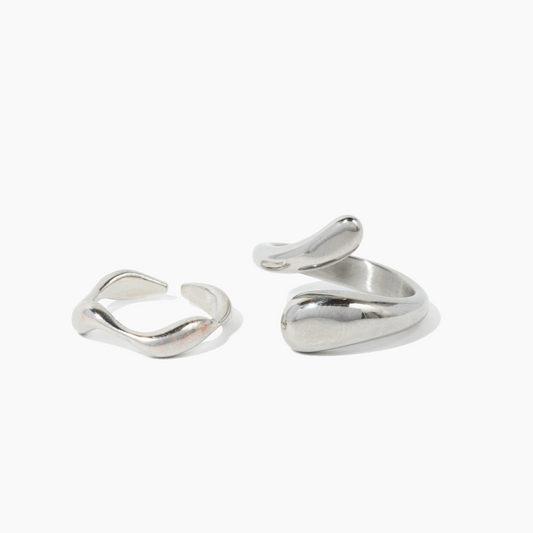 Silver Drip Ring Set